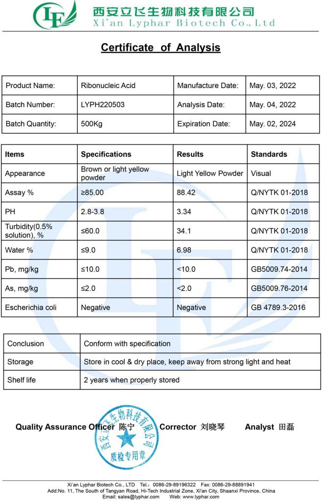 Ribonucleic acid - Lyphar Biotech Co., Ltd