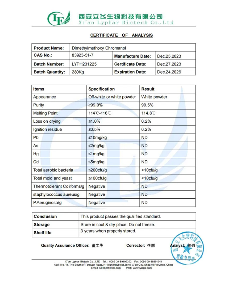 Dimethylmethoxy Chromanol-Xi'an Lyphar Biotech Co., Ltd Dimethylmethoxy Chromanol-Xi'an Lyphar Biotech Co., Ltd