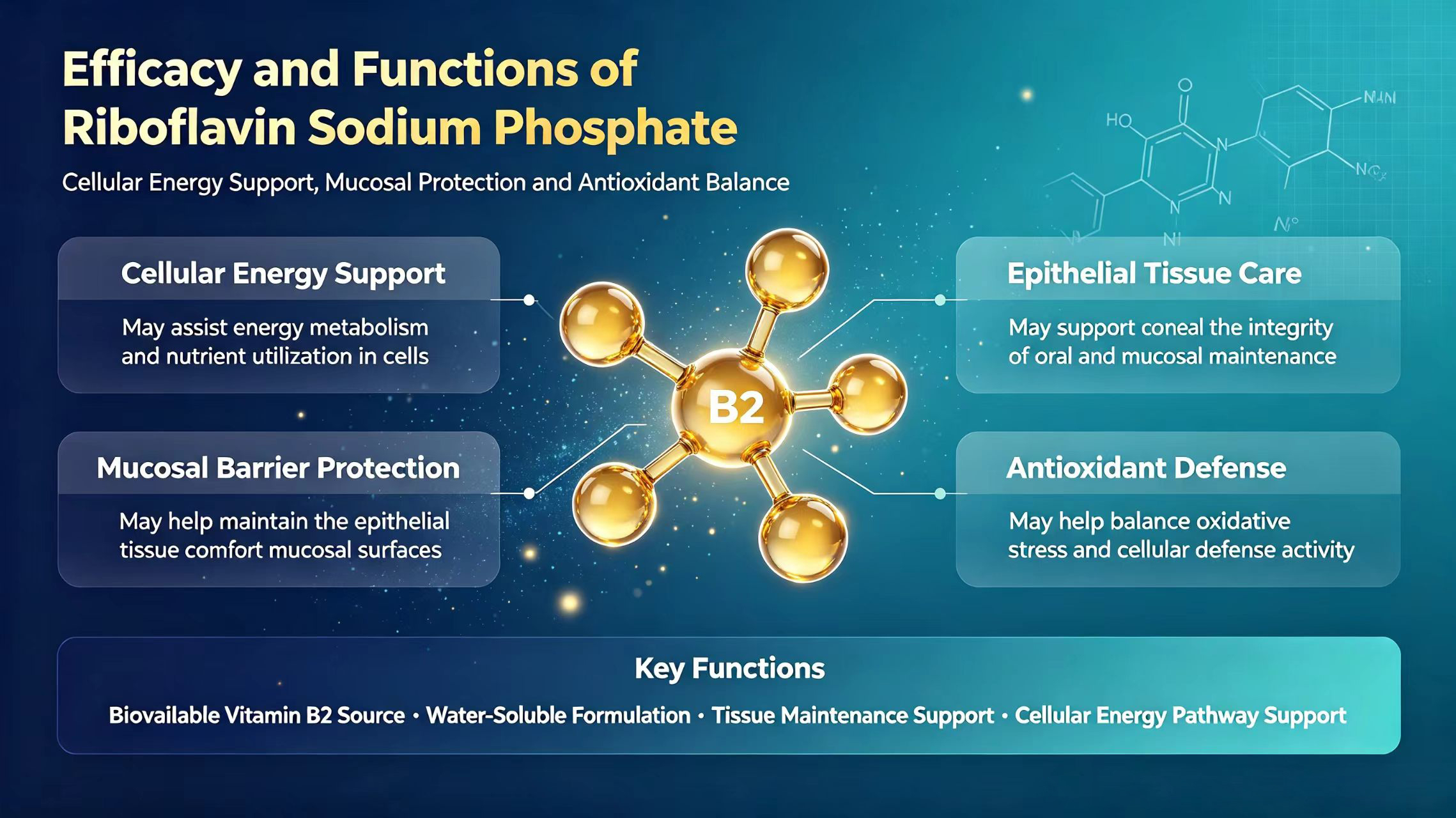 Efficacy and Functions of Riboflavin Sodium Phosphate-Xi'an Lyphar Biotech Co., Ltd Efficacy and Functions of Riboflavin Sodium Phosphate-Xi'an Lyphar Biotech Co., Ltd
